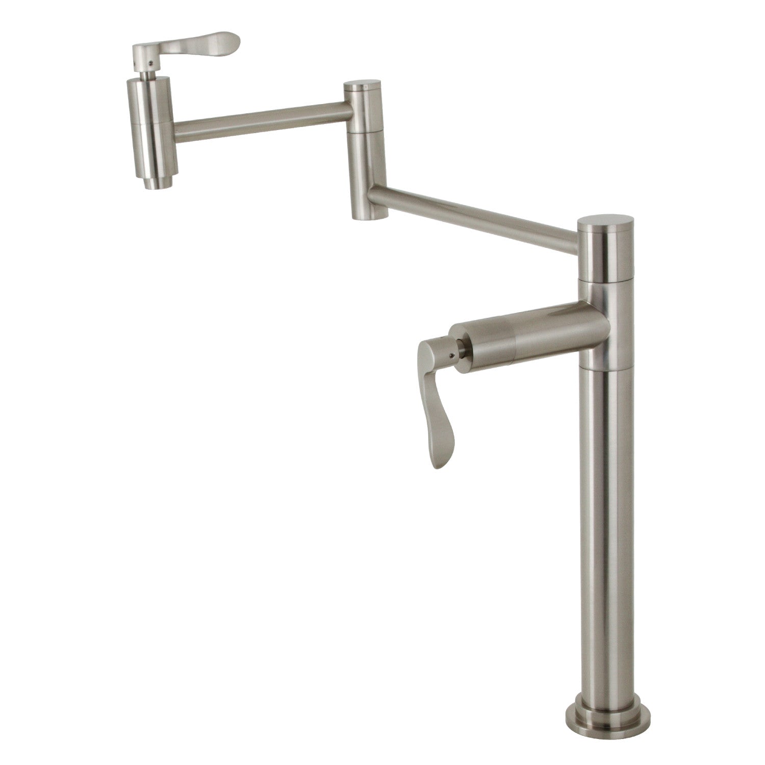 Kingston Tulare KS8708DFL - NuWave Two-Handle 1-Hole Deck Mount Pot Filler Faucet, Brushed Nickel — image 1
